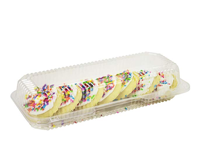 Dart C65UT1, 12”x5”x3” StayLock Clear Strudel Container With Clear Hinged Lid, Take Out Pastry Dessert Fruit Deli Food Disposable Containers (100)