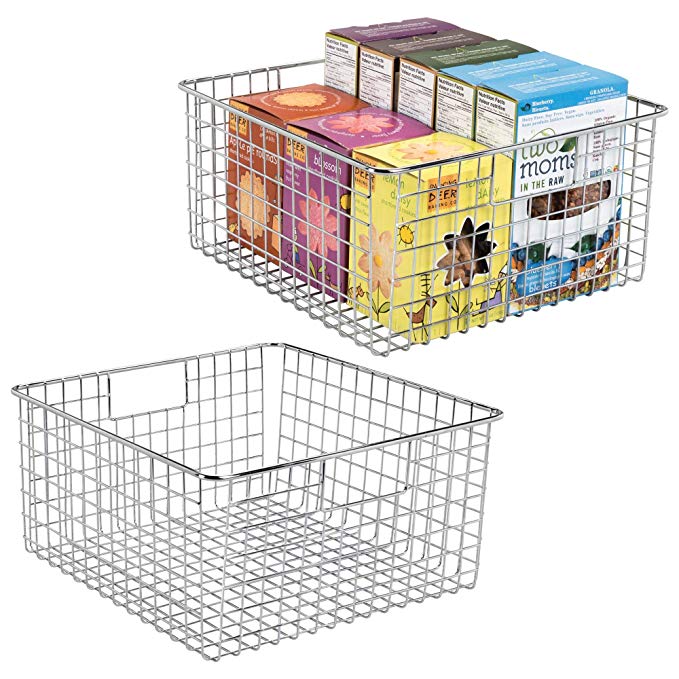 mDesign Household Wire Storage Organizer Bin Basket with Built-In Handles for Kitchen Cabinets, Pantry, Closets, Bedrooms, Bathrooms � 12