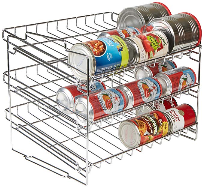 Mind Reader Stackable Can Rack Organizer, Pantry Organizer, Silver