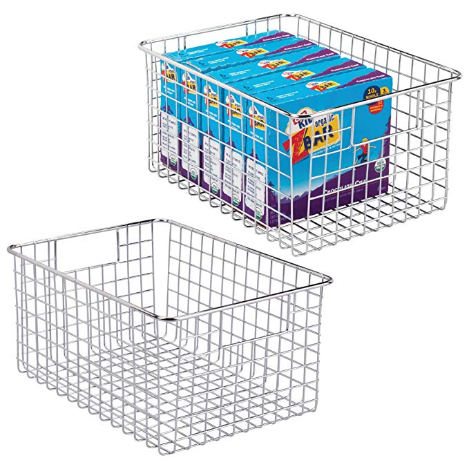 mDesign Kitchen Pantry Organizing Wire Basket with Handle, 12