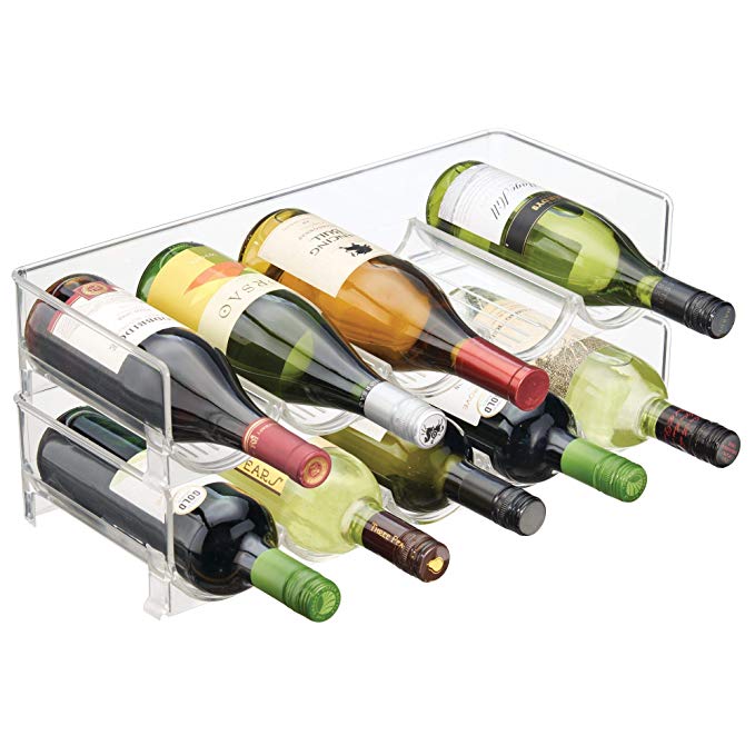 mDesign Stackable Wine and Water Bottle Rack for Kitchen Countertops ...